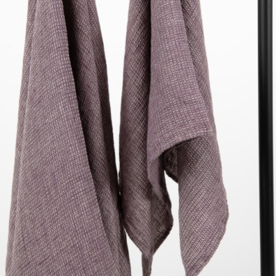 PUOR lin håndkle lilla-brungrått melert, "vaffel"