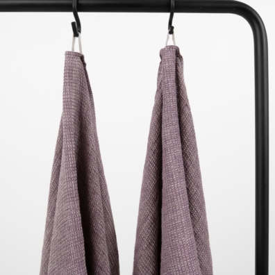 PUOR lin håndkle lilla-brungrått melert, med løkke