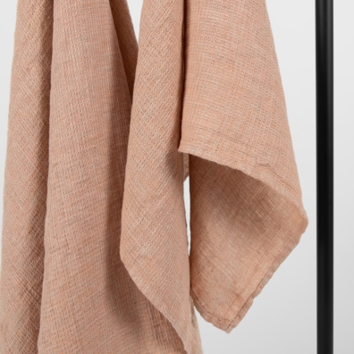 Lin håndkle brun-brungrått melert, "vaffel"