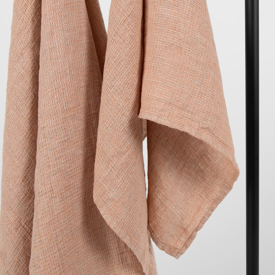 Lin håndkle brun-brungrått melert, "vaffel"