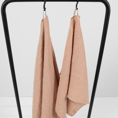 Lin håndkle brun-brungrått melert, med løkke