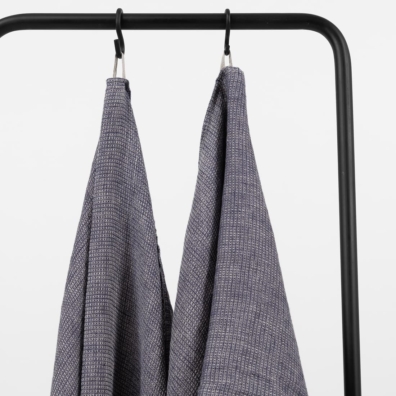 PURO lin håndkle blå-brungrått melert, med løkke