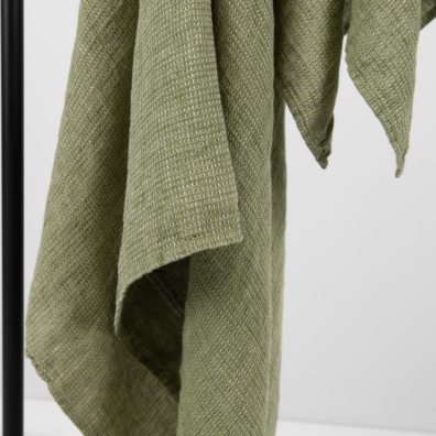 PURO lin håndkle grønn-brungrått melert, "vaffel"