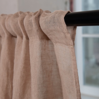 Lin gardin brunaktig (bleket kaffefarge)