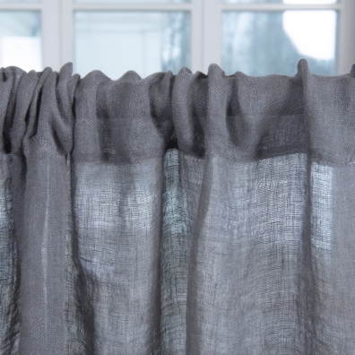 Mørk grå lin gardin med kanal