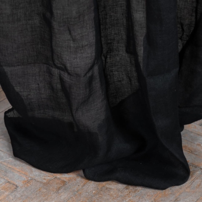 Svart lin gardin spesielt vasket, mykt, skånsomt