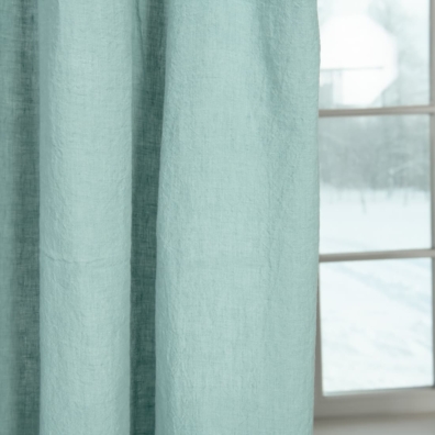Grønnaktig lin gardin spesielt vasket, mykt, skånsomt