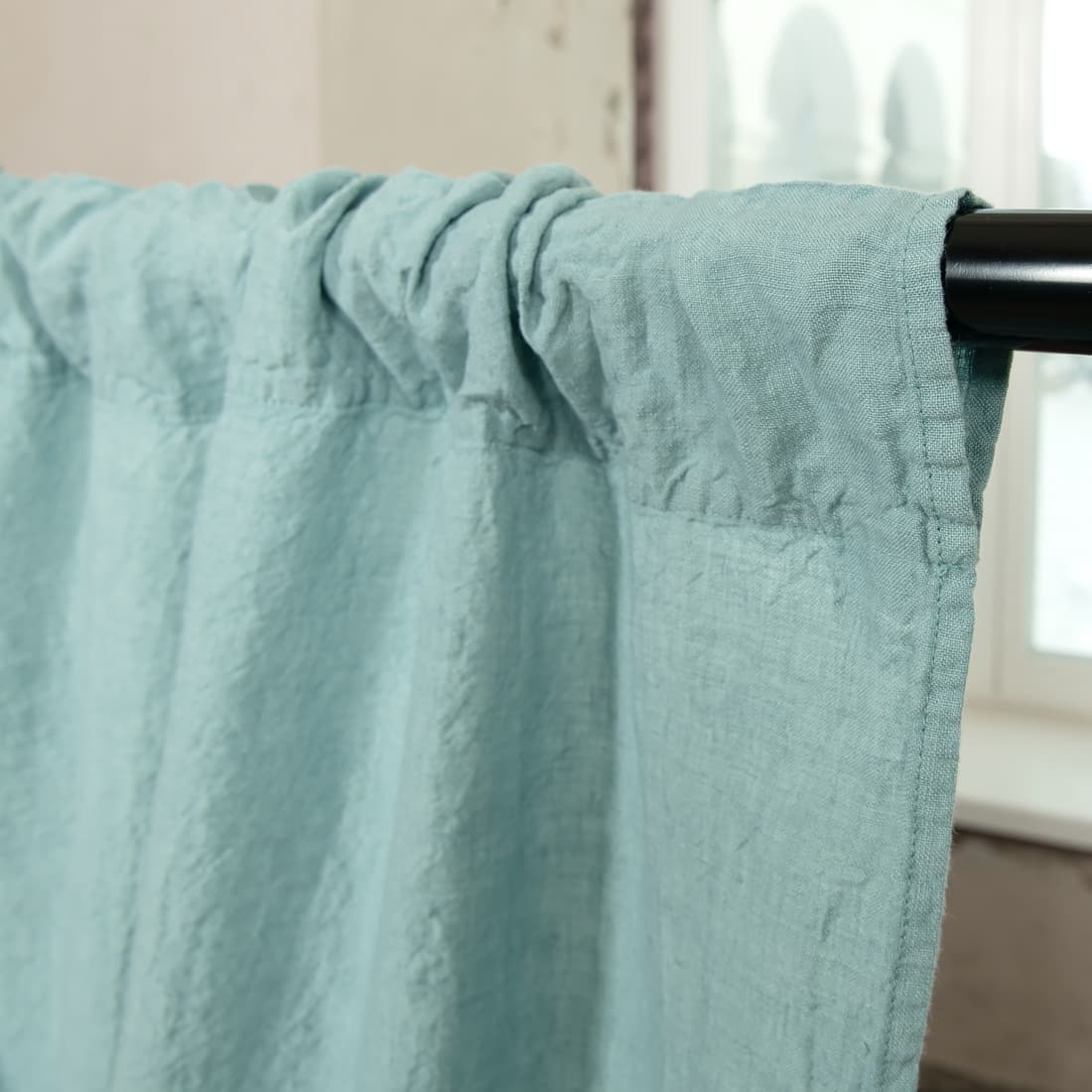 Lin gardin blå grønnaktig (akvamarin)