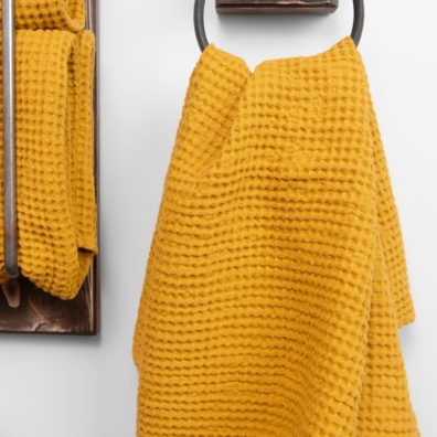 Lin-bomull håndkle sennepsfarget