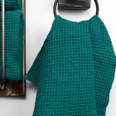 Lin-bomull håndkle smaragdgrønn