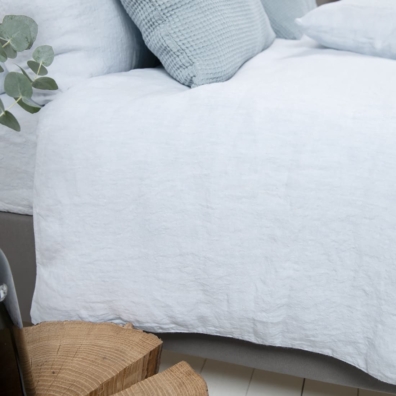 Blågrått lin dynetrekk med knapper ARCTICA.