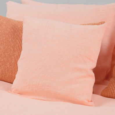 Ferskenfarget lin putetrekk spesielt vasket, mykt, skånsomt