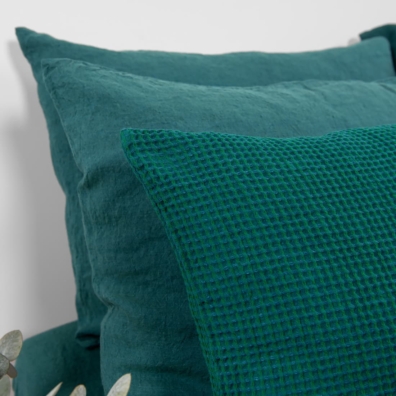 BINGO lin-bomull putetrekk smaragdgrønn i "vaffel" mønster