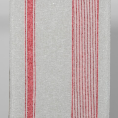 Håndkle linstoff grå med røde striper