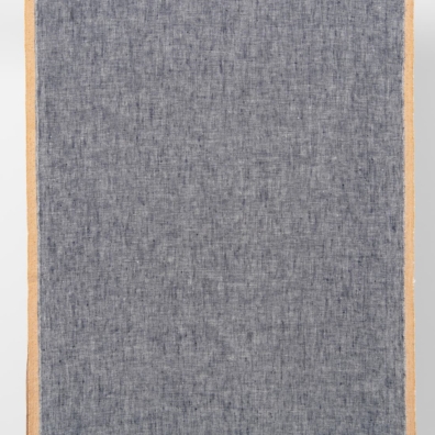 Håndkle linstoff mørkeblått med gul kant