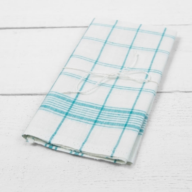 Lin kjøkkenhåndkle med grønne ruter