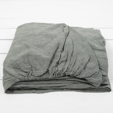 DOVI lin stretchlaken grønnaktig-grå melert