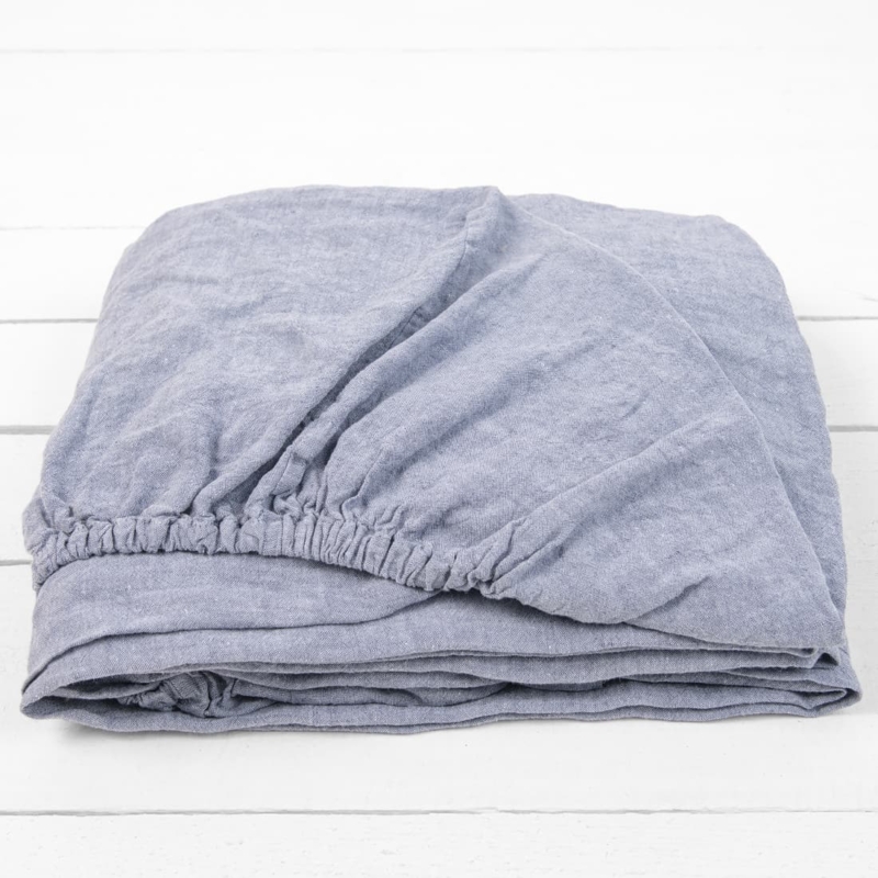 DOVI lin stretchlaken bl&aring;gr&aring;tt