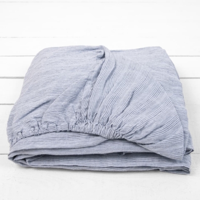 DOVI lin stretchlaken blågrått stripete