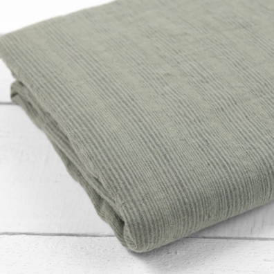 DOVI lin laken grønnaktig-mørkegrå stripete