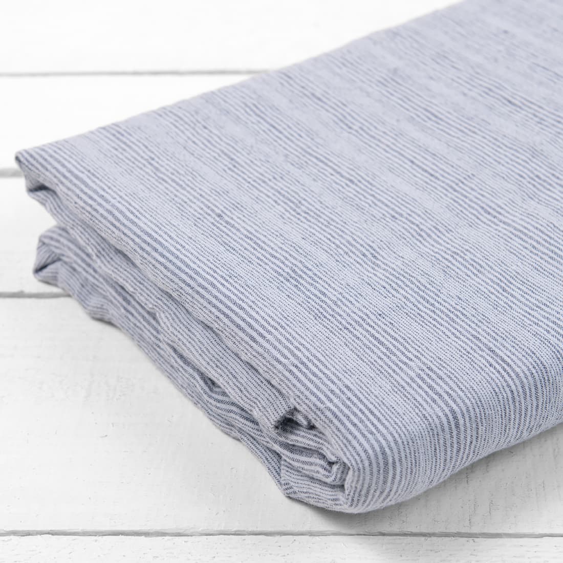 DOVI lin laken blågrått stripete spesielt vasket, mykt, skånsomt
