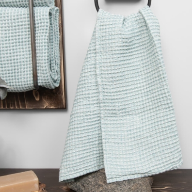 BINGO lin-bomull håndkle blåaktiggrønn