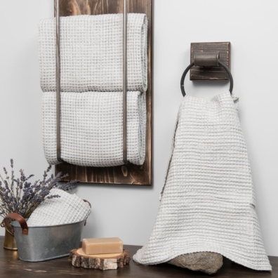 BINGO lin håndkle blåaktiggrå