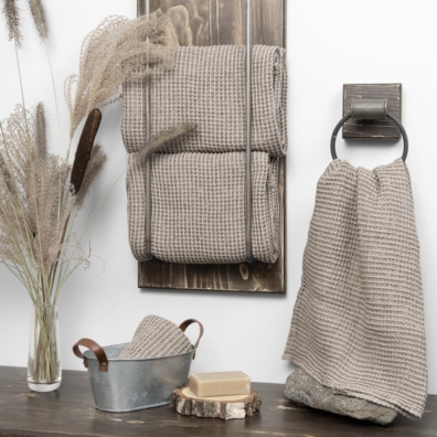 BINGO lin håndkle beige-brun