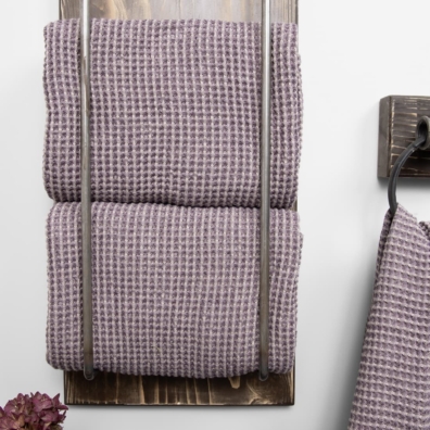 BINGO lin-bomull håndkle beige-lilla melert