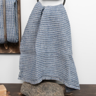 BINGO lin-bomull håndkle beige-blå