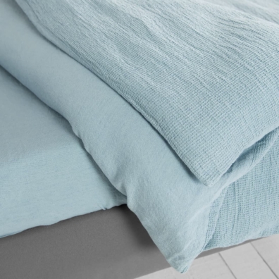 Blått vendbar lin-bomull dynetrekk med glidelås