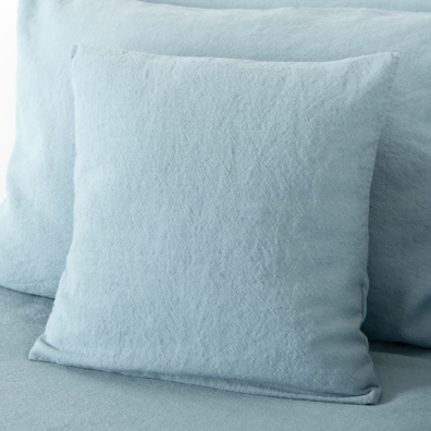 Blått lin-bomull putetrekk ROYAL laget med klaff lukking