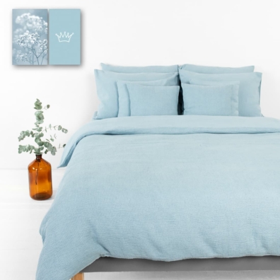 ROYAL lin-bomull sengesett blått