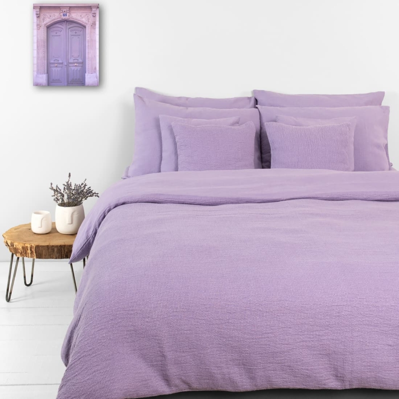 ROYAL lin-bomull sengesett lilla