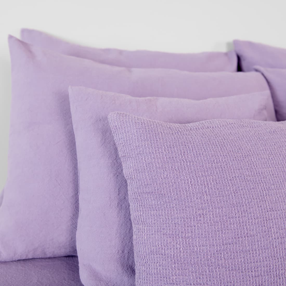 ROYAL lin-bomull putetrekk lilla i "vaffel" mønster