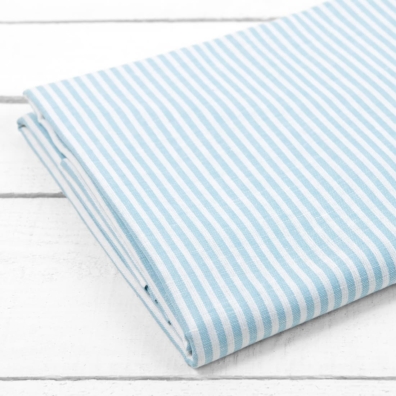 OLDA lin-bomull laken lys turkis - hvitt stripete