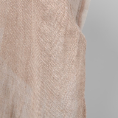 Linstoff gjennomsiktig vevd av bleket kakao og bleket kaffe (brunaktig) garn, melange, vasket