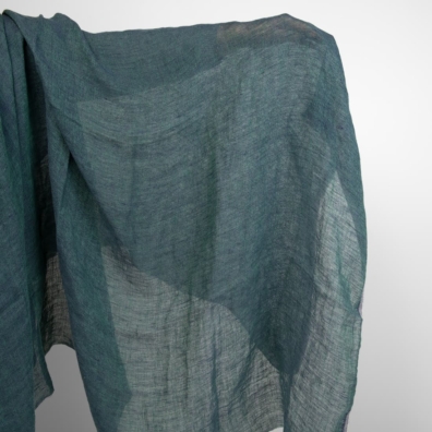 Linstoff blågrønn gjennomsiktig vasket