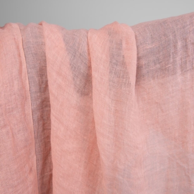 Linstoff lys rosa gjennomsiktig vasket passer til å sy skjerf, gardiner