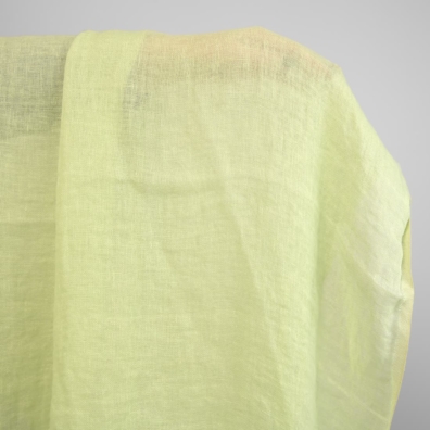 Linstoff eplegrønn gjennomsiktig vasket som er mykt, skånsomt, løstvevd, lett