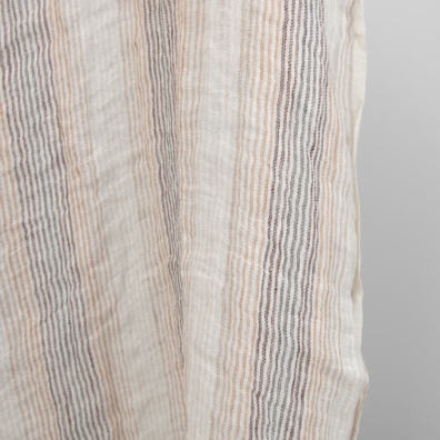 Linstoff med brune striper gjennomsiktig vasket passer til å sy skjerf, gardiner