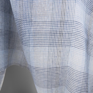 Linstoff blå rutete gjennomsiktig passer til å sy skjerf, gardiner