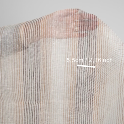 Linstoff med brune striper gjennomsiktig 150cm bredt