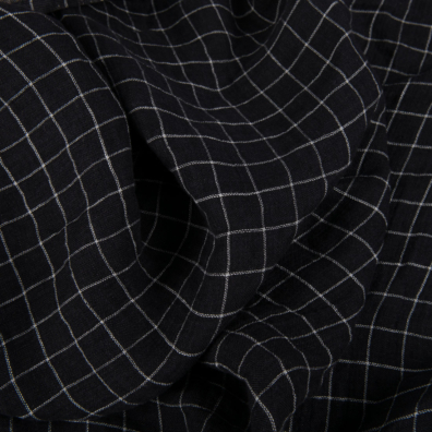 Linstoff svart-hvitt rutete tosidig vasket