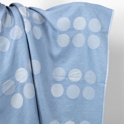 Halvlin blått jacquardstoff