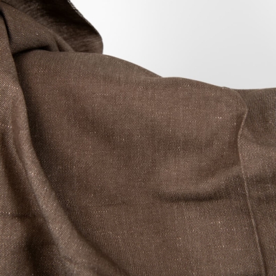 Lin-bomull stoff tosidig vevd av mørkebrunt og bleket kakaofarget garn