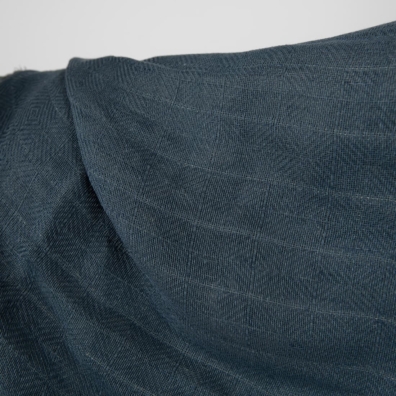 Halvlinstoff i mørkeblått diamantmønster tosidig dobbeltlags
