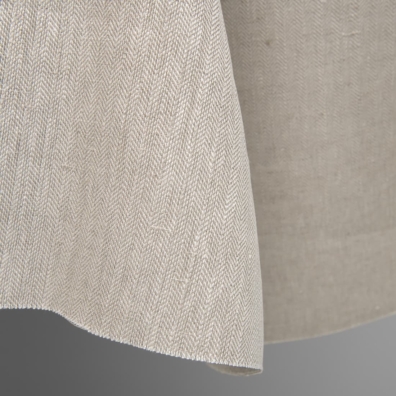 Kraftig linstoff i lysegrått "fiskebensmønster" for å sy klær og hjemmetekstiler