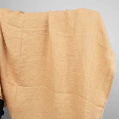 ”Vaffel” linstoff brunlig gul vasket