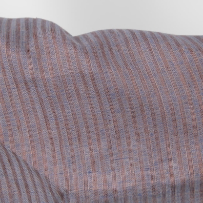 Linstoff brun-blå stripete småmønstret